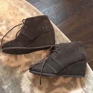 TOMS Grey Wedge booties